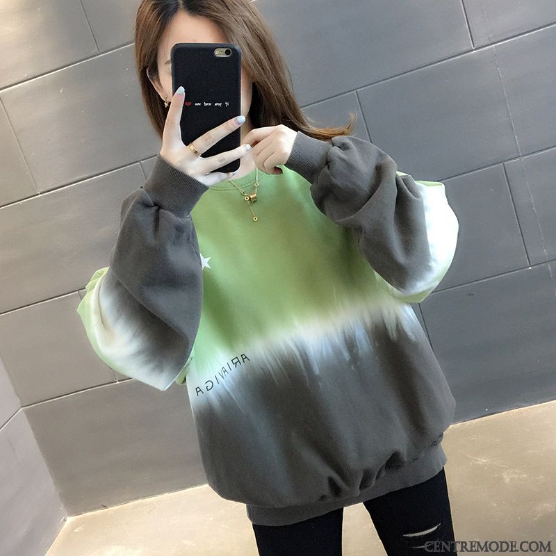Sweat À Capuche Femme Légère Baggy Tendance Hoodies L'automne Une Veste Vert Gris