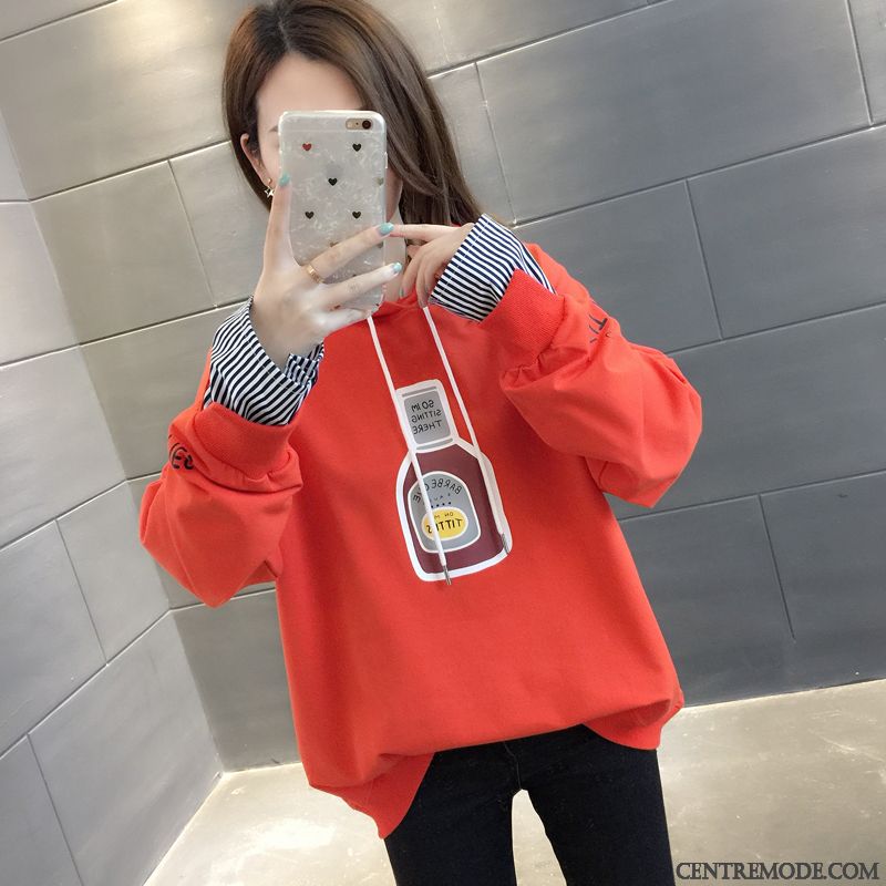 Sweat À Capuche Femme Manteau Hoodies Deux-pièces Une Veste Tendance Mince Rouge