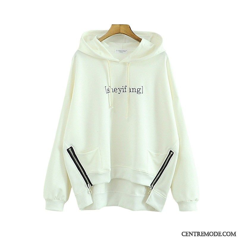 Sweat À Capuche Femme Outwear L'automne Plus De Velours Hoodies Légère Printemps Blanc