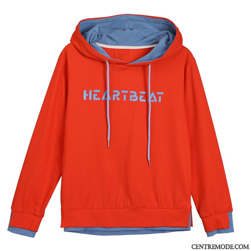 Sweat À Capuche Femme Printemps Tendance Baggy Hoodies L'automne Deux-pièces Rouge