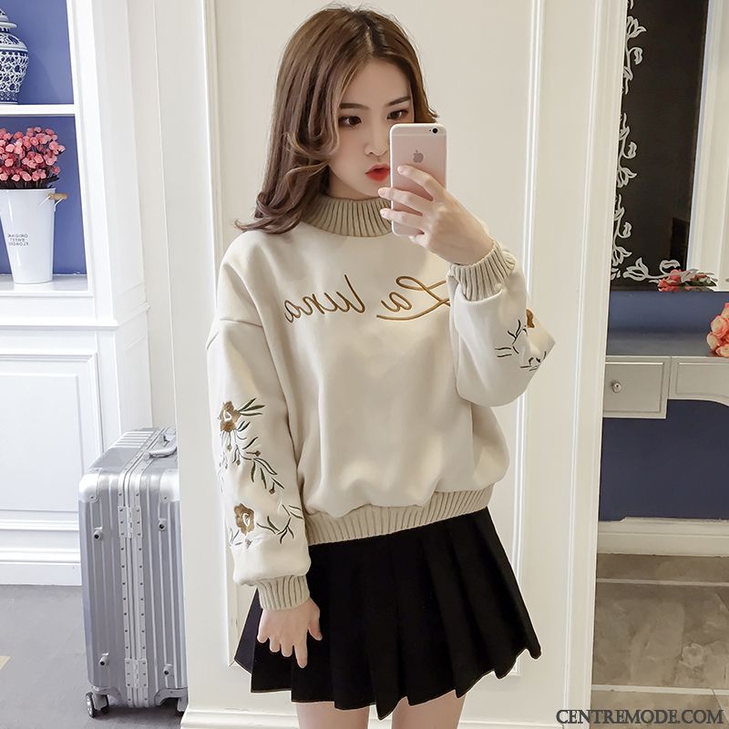 Sweat À Capuche Femme Reversible Hoodies Court L'automne Épaissir Baggy Blanc Or