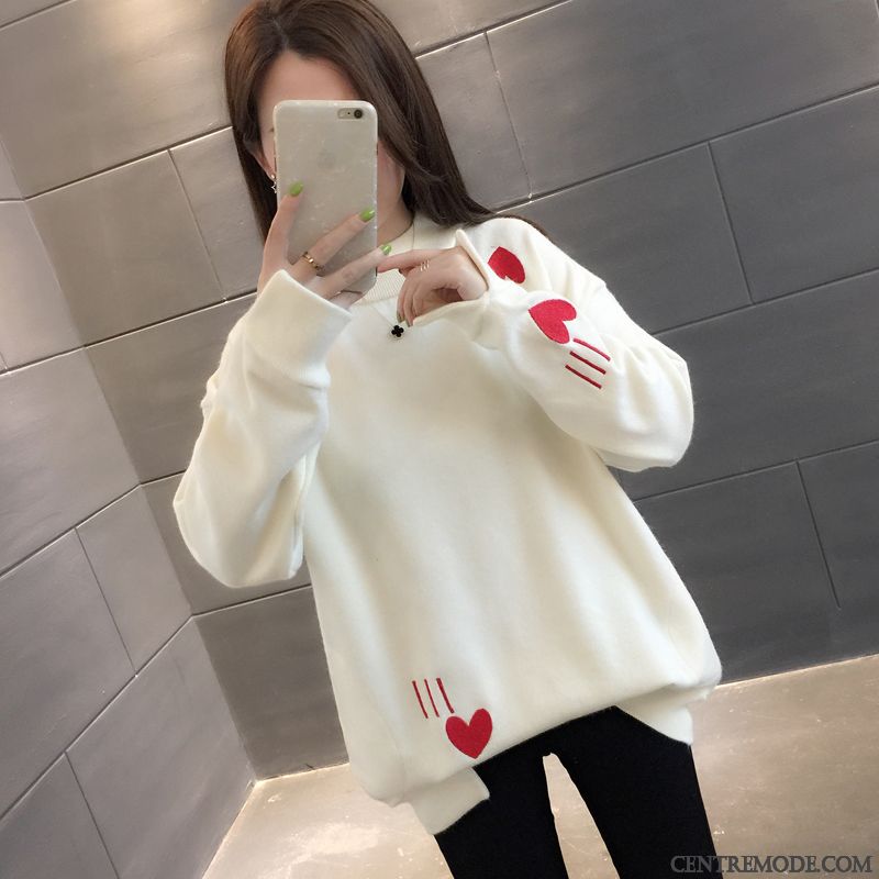 Sweat À Capuche Femme Tendance Mode L'automne Baggy Une Veste Hiver Blanc Rouge