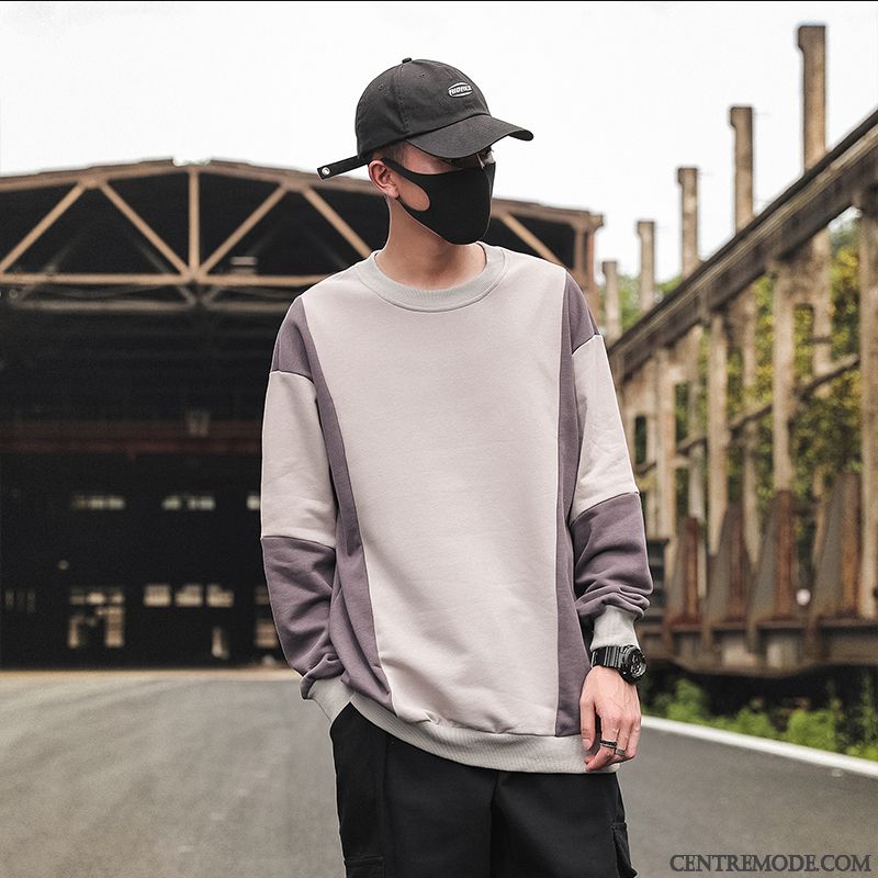 Sweat À Capuche Homme Beau Sport Baggy Jeunesse Tendance L'automne Gris