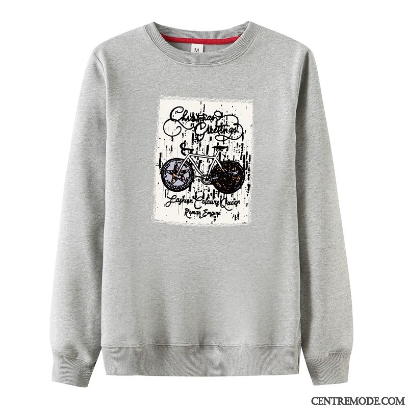 Sweat À Capuche Homme Les Adolescents Chemise En Bas Junior Épaissir Plus De Velours Chauds Gris Clair