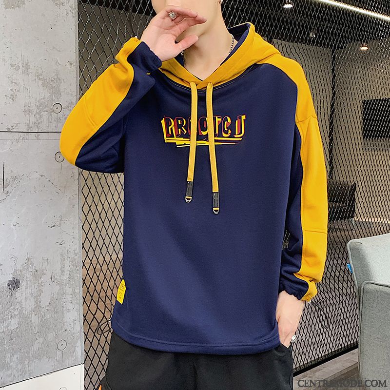 Sweat À Capuche Homme Marque De Tendance Une Veste Printemps Sport Étudiant Beau Bleu