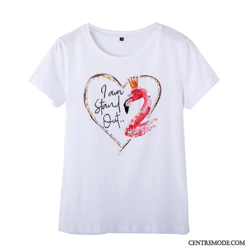 T-shirts Femme Courte Slim Modèle Mince Une Veste Perle Blanc