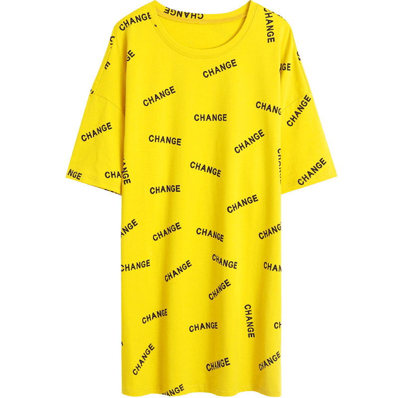 T-shirts Femme Une Veste Courte Coton Bio Baggy Demi Manche Été Jaune