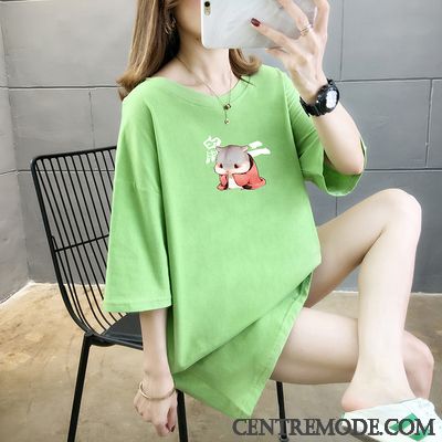 T-shirts Femme Une Veste Étudiant Baggy Demi Manche Été Courte Vert