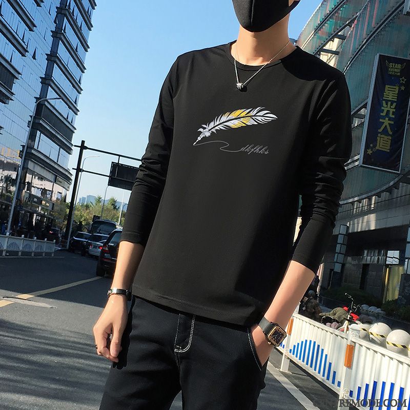 T-shirts Homme Baggy Sport T-shirt Long Légère Décontractée Chemise En Bas Pure Noir
