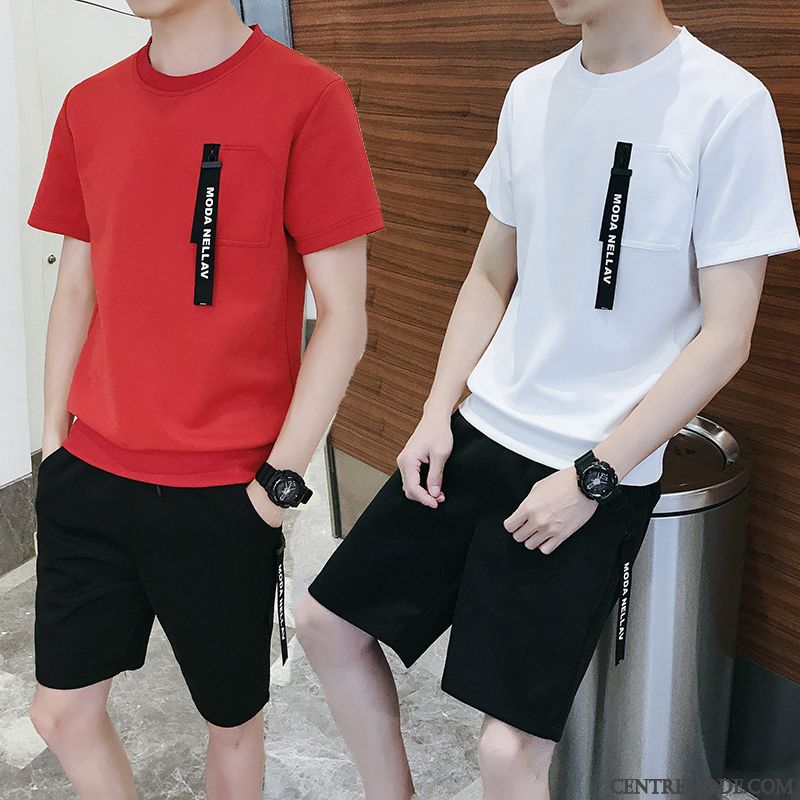 T-shirts Homme Tendance Beau Été Baggy Ensemble Courte Blanc