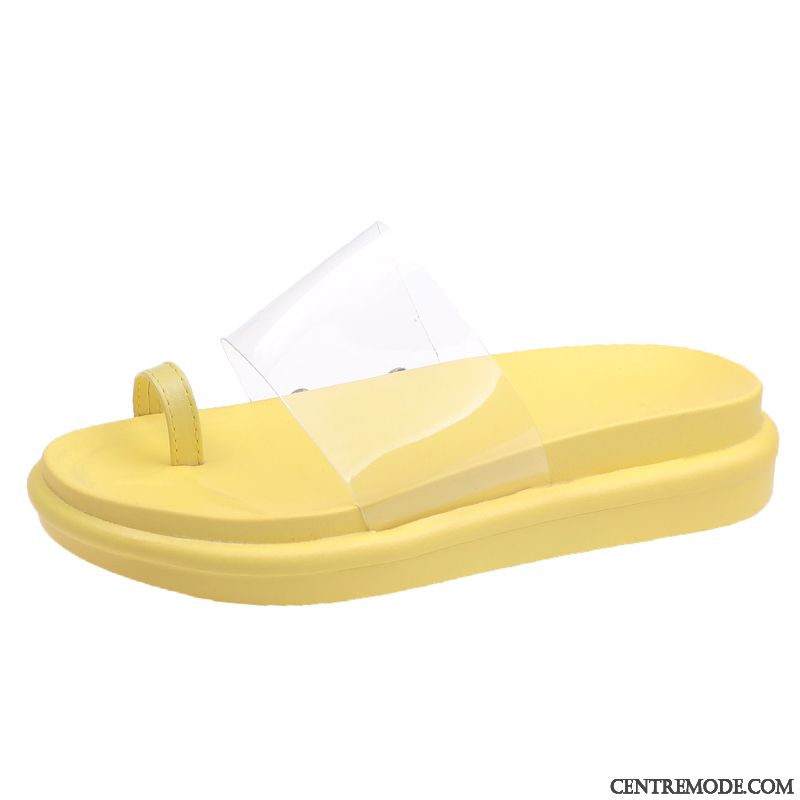 Tongs Femme Plage Antidérapant Outwear Tongs Chaussons Tous Les Assortis Flats Jaune