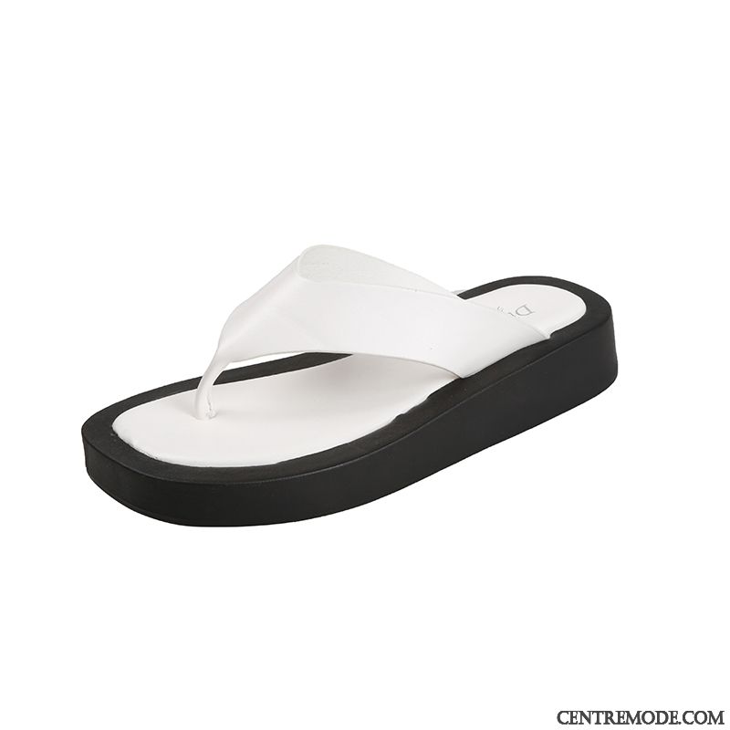 Tongs Femme Tous Les Assortis Étudiant Antidérapant Plage Été Outwear Blanc