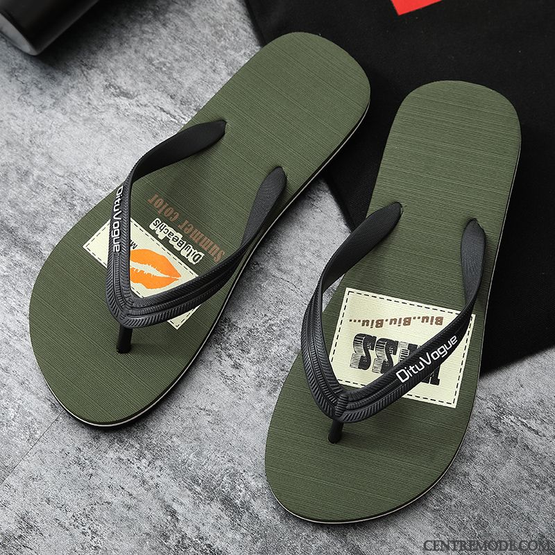 Tongs Homme Antidérapant Sandales Confortable Jours Décontractée Tendance Vert