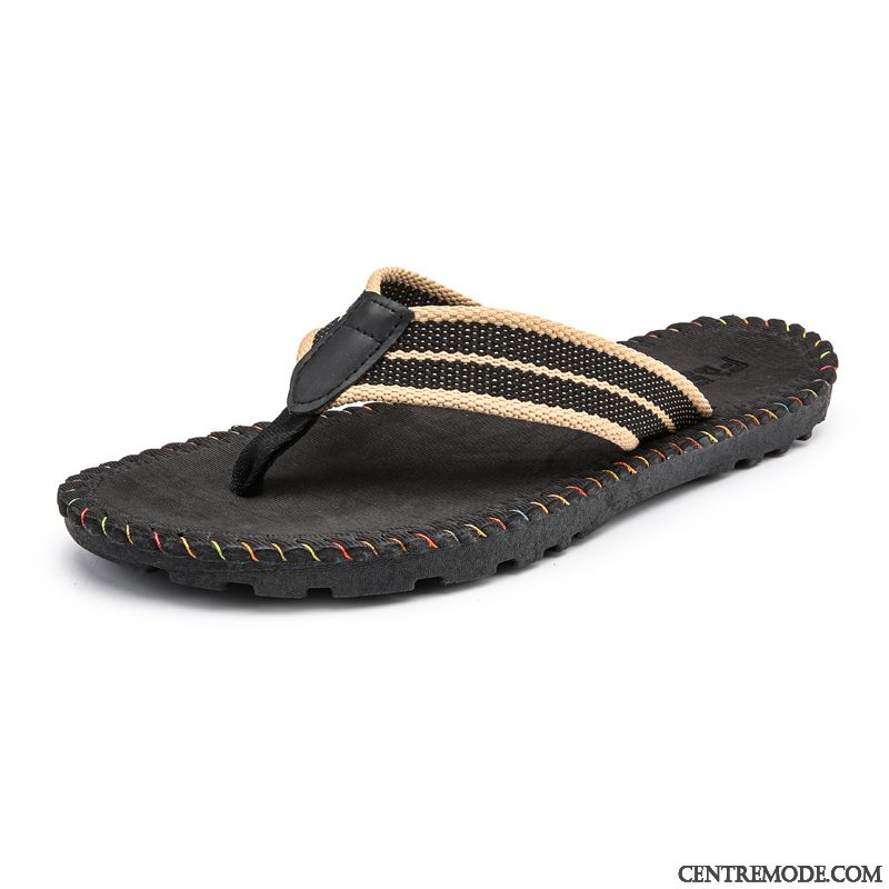 Tongs Homme Plage Décontractée Antidérapant Respirant Tongs Chaussons Été Noir