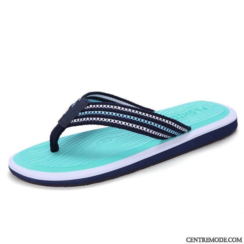 Tongs Homme Plage Personnalité Grande Taille Été Tendance Tongs Chaussons Bleu