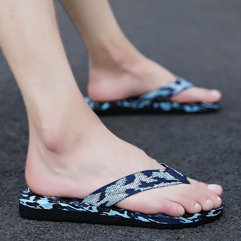 Tongs Homme Plage Été Décontractée Tendance Antidérapant Tongs Chaussons Bleu