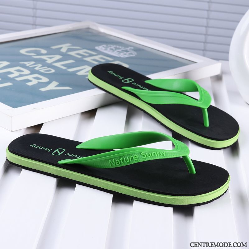 Tongs Homme Semelle Doux Plage Tongs Chaussons Antidérapant Tendance Ultra Vert