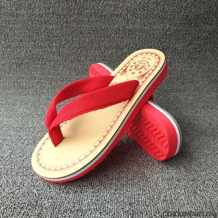 Tongs Homme Tongs Chaussons Femme Plage Été Fantaisie Étudiant Rouge