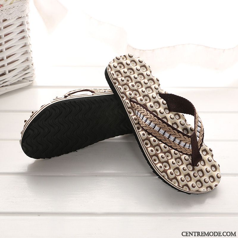 Tongs Homme Tongs Chaussons Plage Décontractée Massage Brun Foncé