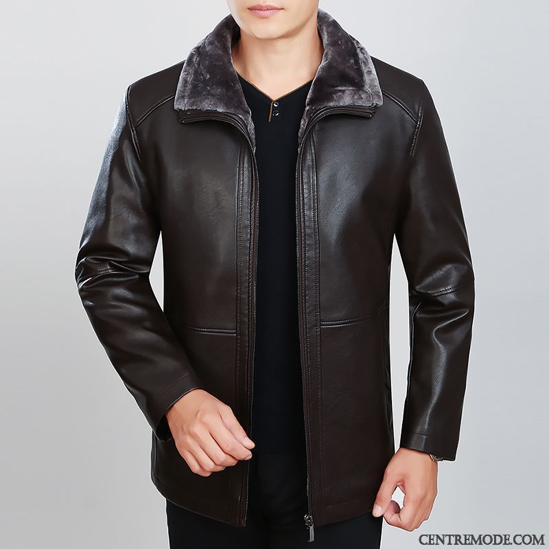 Veste Courte Cuir Homme Noir Rose Choquant, Cuir Homme Blouson Soldes