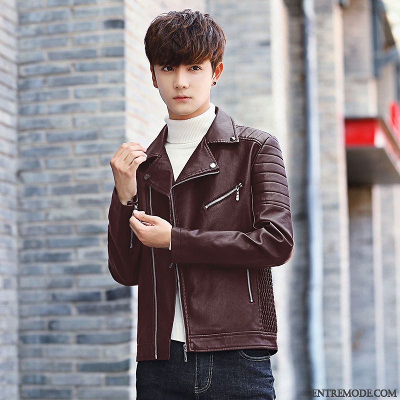 Veste Cuir Homme Mode, Magasin De Blouson En Cuir Ambre Blanc Neigeux