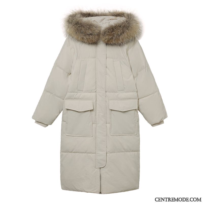 Veste En Coton Femme Baggy Anti-saison Longue Hiver Matelassée Manteau Blanc