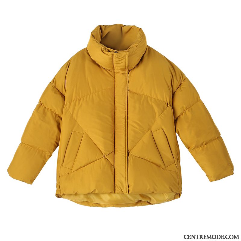 Veste En Coton Femme Baggy Vêtements D'hiver Matelassée Vêtements Matelassé Court Ultra Jaune