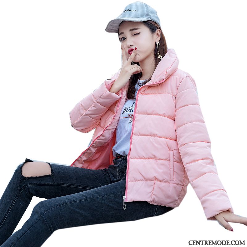 Veste En Coton Femme Hiver Manteau Court L'automne Fille Rose