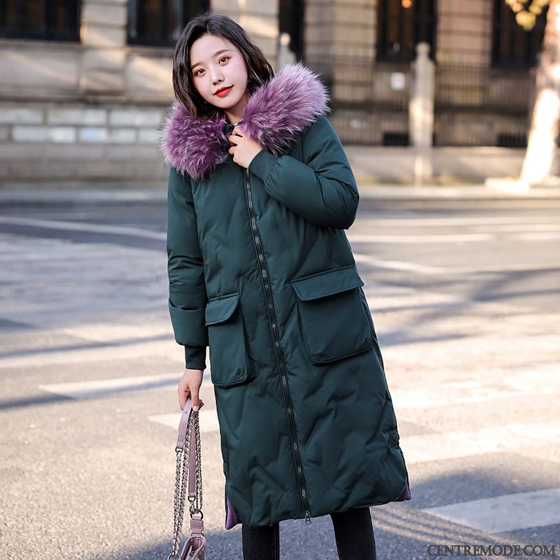 Veste En Coton Femme Manteau Vêtements Matelassé Laçage Dame Épaissir Longue Vert Foncé