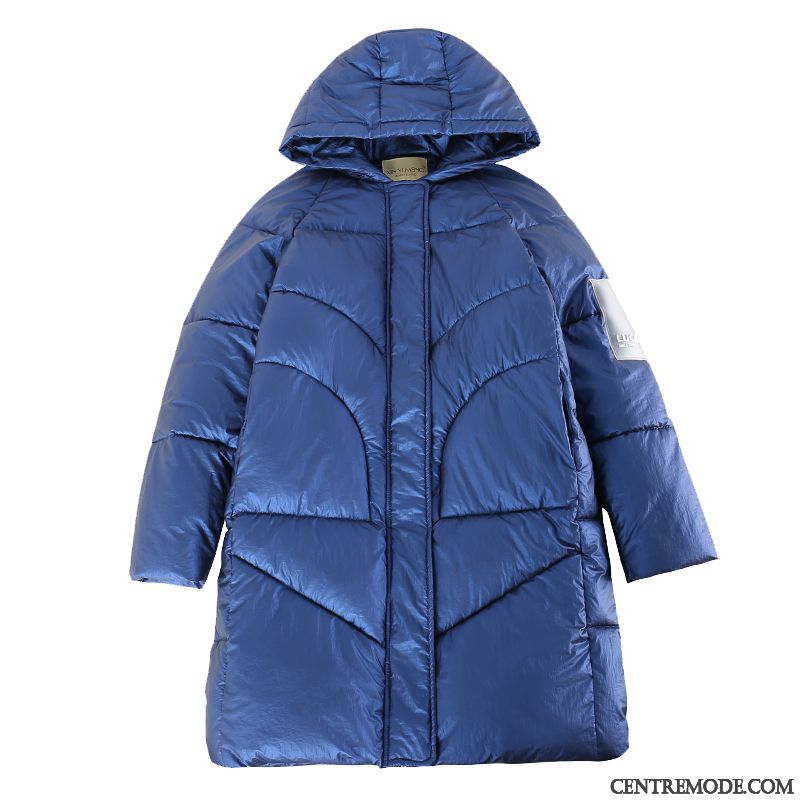 Veste En Coton Femme Mode L'automne Tendance Capuche Vêtements Matelassé Tempérament Bleu