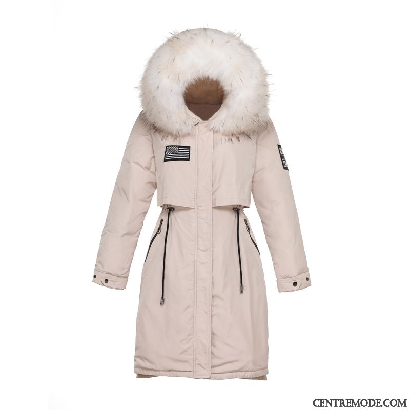 Veste En Coton Femme Mode Tendance Capuche Élégant Longue L'automne Blanc