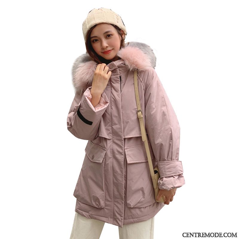 Veste En Coton Femme Personnalité Vêtements Matelassé Hiver Tendance Baggy Élégant Rose