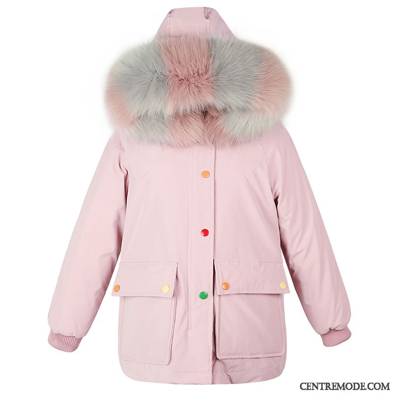 Veste En Coton Femme Tendance Baggy Mode Court Chauds Épaissir Rose