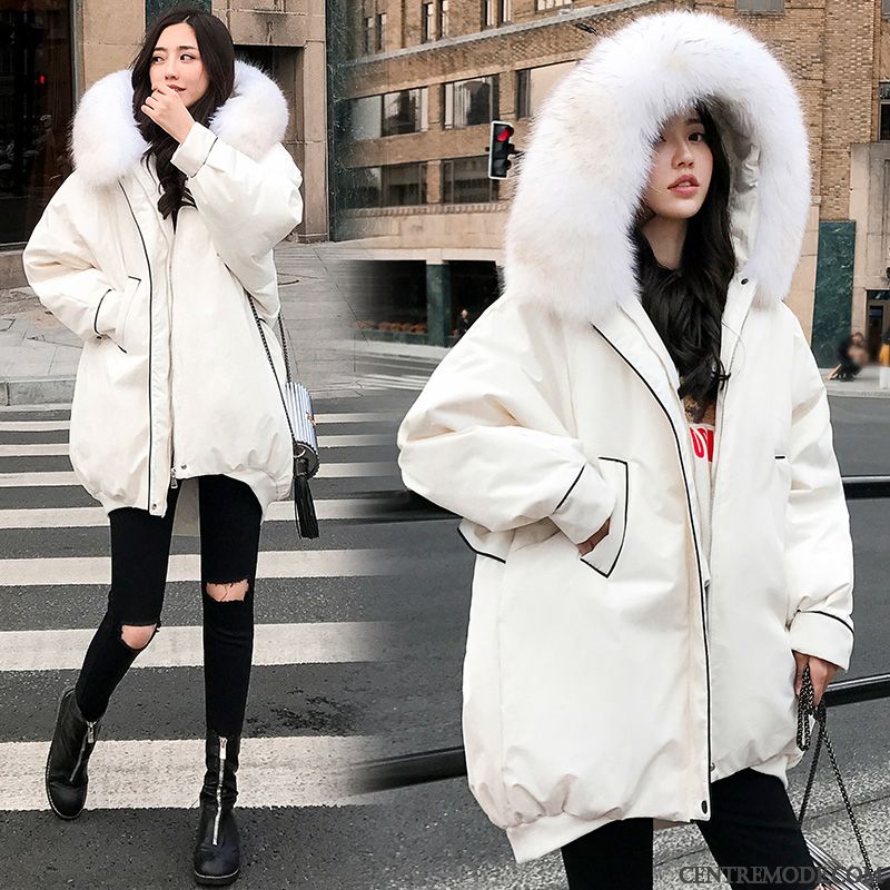 Veste En Coton Femme Tendance Élégant Mince Baggy Mode Capuche Pure Blanc