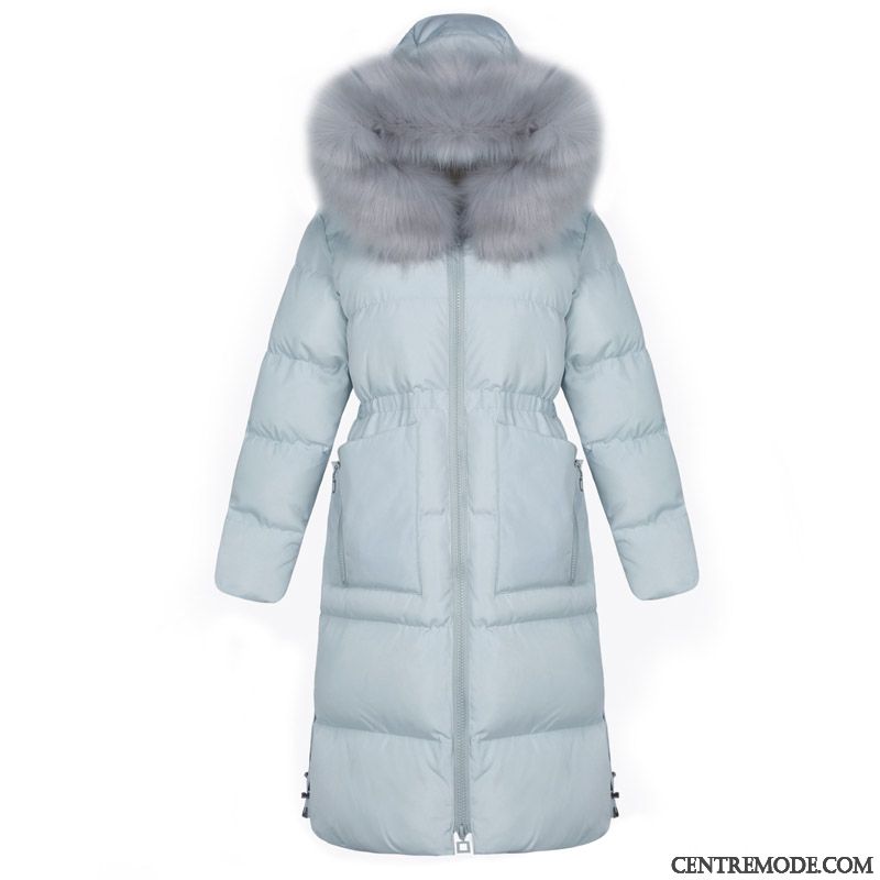 Veste En Coton Femme Vêtements Matelassé Style Chaud Anti-saison Hiver Longue Manteau Bleu