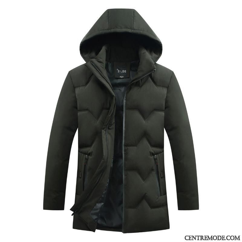 Veste En Coton Homme Hiver Épaissir Manteau Capuche Grande Taille Vêtements Matelassé Vert