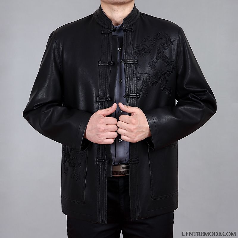 Veste En Cuir A Capuche Ambre Darkviolet, Veste Noir Homme Pas Cher