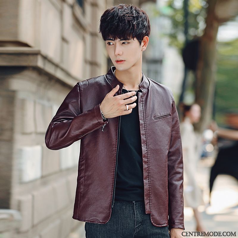 Veste En Cuir Pas Cher, Veste Gilet En Cuir Homme Chocolat Marron