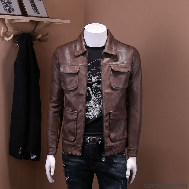 Veste En Cuir Pour Homme En Ligne, Blouson De Motard En Cuir Rose Beige
