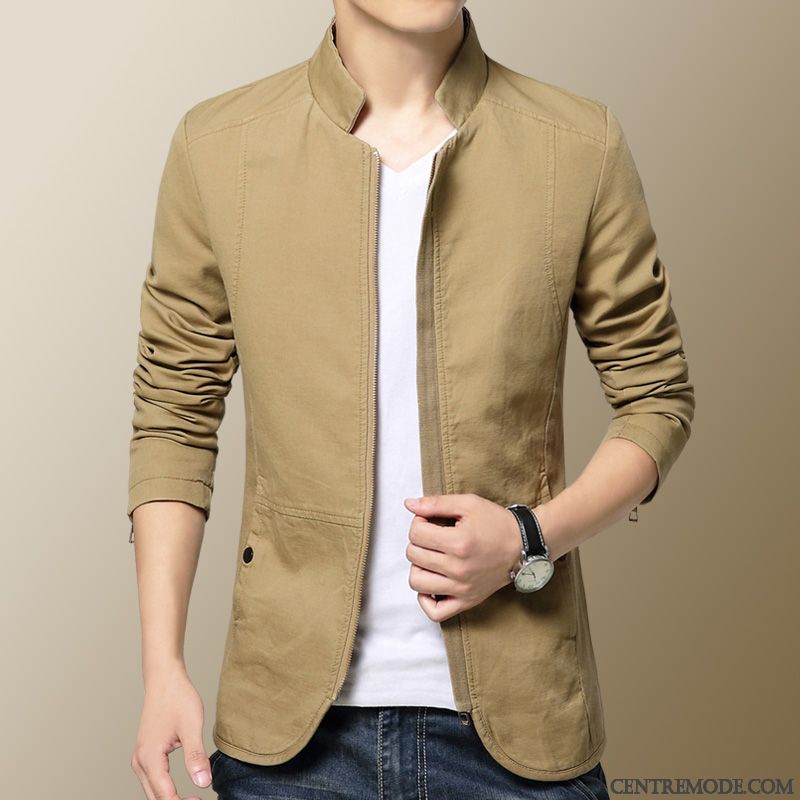 Veste Marron Homme, Manteau Homme Printemps Poudre Bleue Vert D'eau