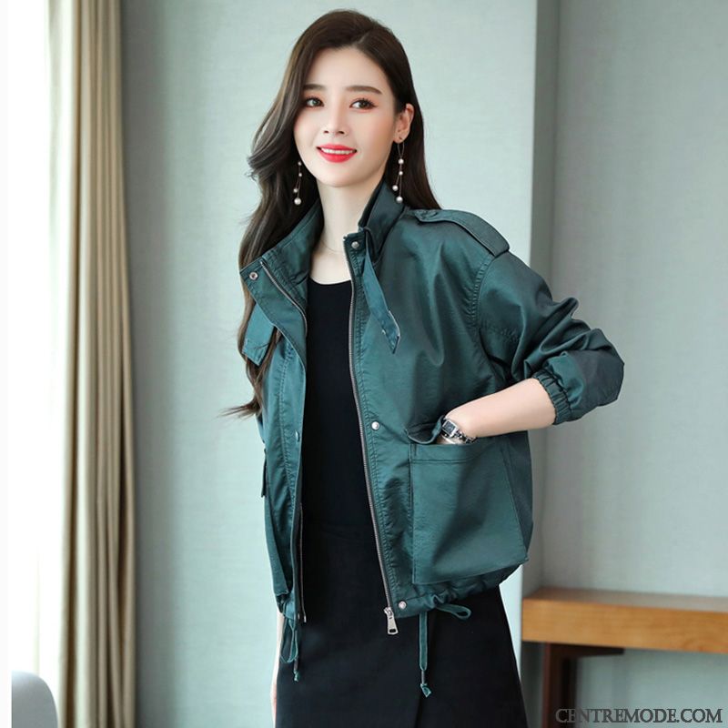 Vestes En Cuir Femme Une Veste Tendance Printemps Baggy L'automne Veste En Cuir Rouge Vert