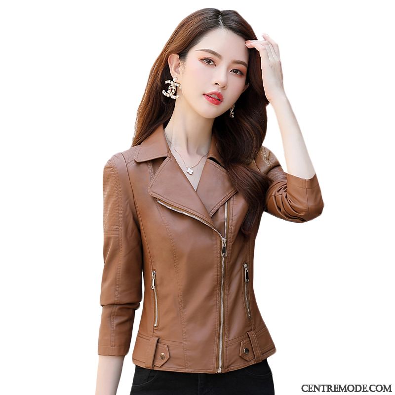 Vestes En Cuir Femme Veste En Cuir Confortable Tendance Tempérament L'automne Slim