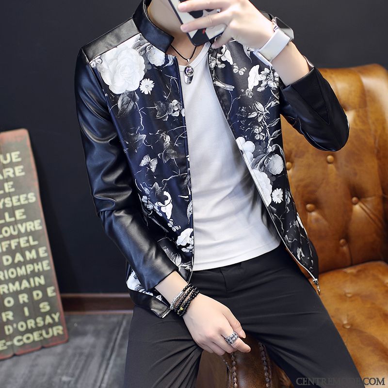 Vestes En Cuir Homme Décontractée Manteau Beau Les Adolescents Veste En Cuir Vêtements Moto Impression