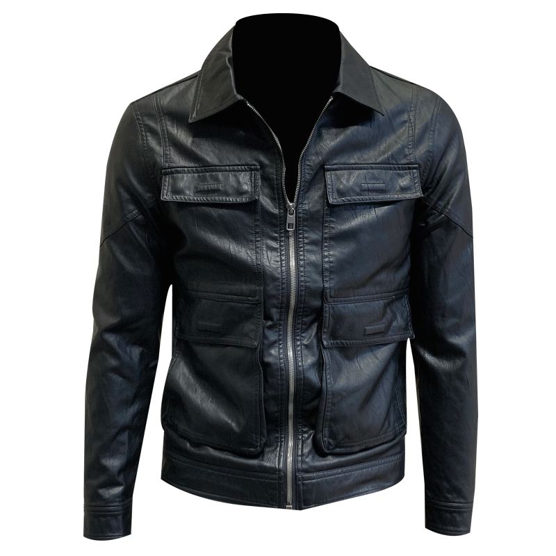 Vestes En Cuir Homme Printemps Locomotive Manteau Jeunesse Veste En Cuir Beau Noir