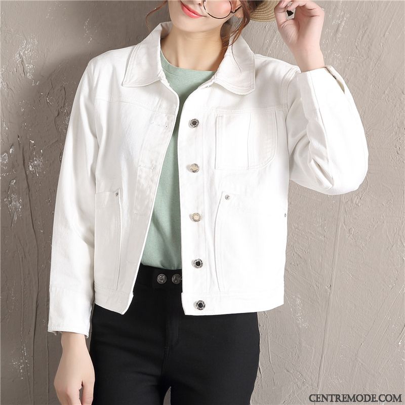 Vestes Femme Mince Baggy Tendance L'automne Printemps Manteau Blanc