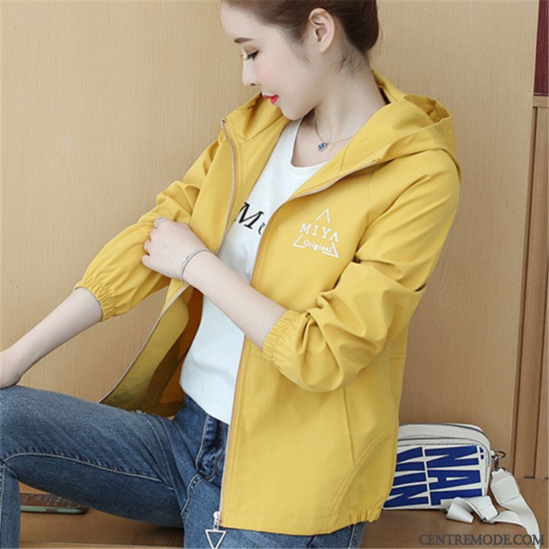 Vestes Femme Vêtements De Baseball Printemps Une Veste Dame Décontractée Courte Jaune