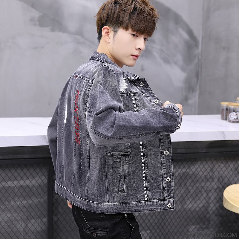 Vestes Homme Manteau Décontractée Denim Printemps Tendance L'automne Gris