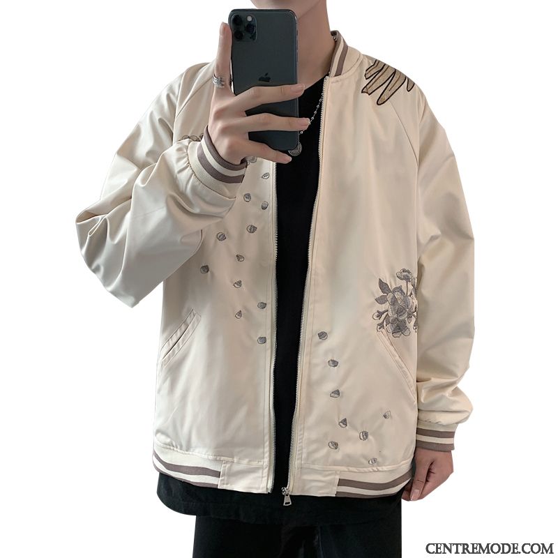 Vestes Homme Marque De Tendance Beau Vêtements De Baseball Broderie Une Veste Printemps Blanc