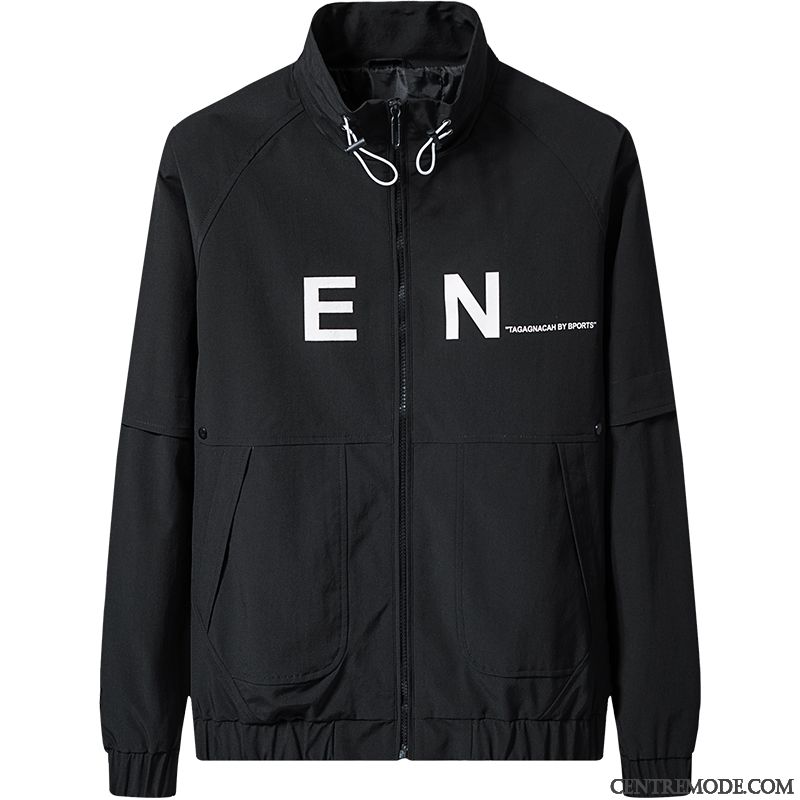 Vestes Homme Printemps Beau Décontractée Tendance Cargo Manteau Noir